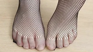 Black Pantyhose Fishnet Tights - Feet &lpar;Part 2&rpar;